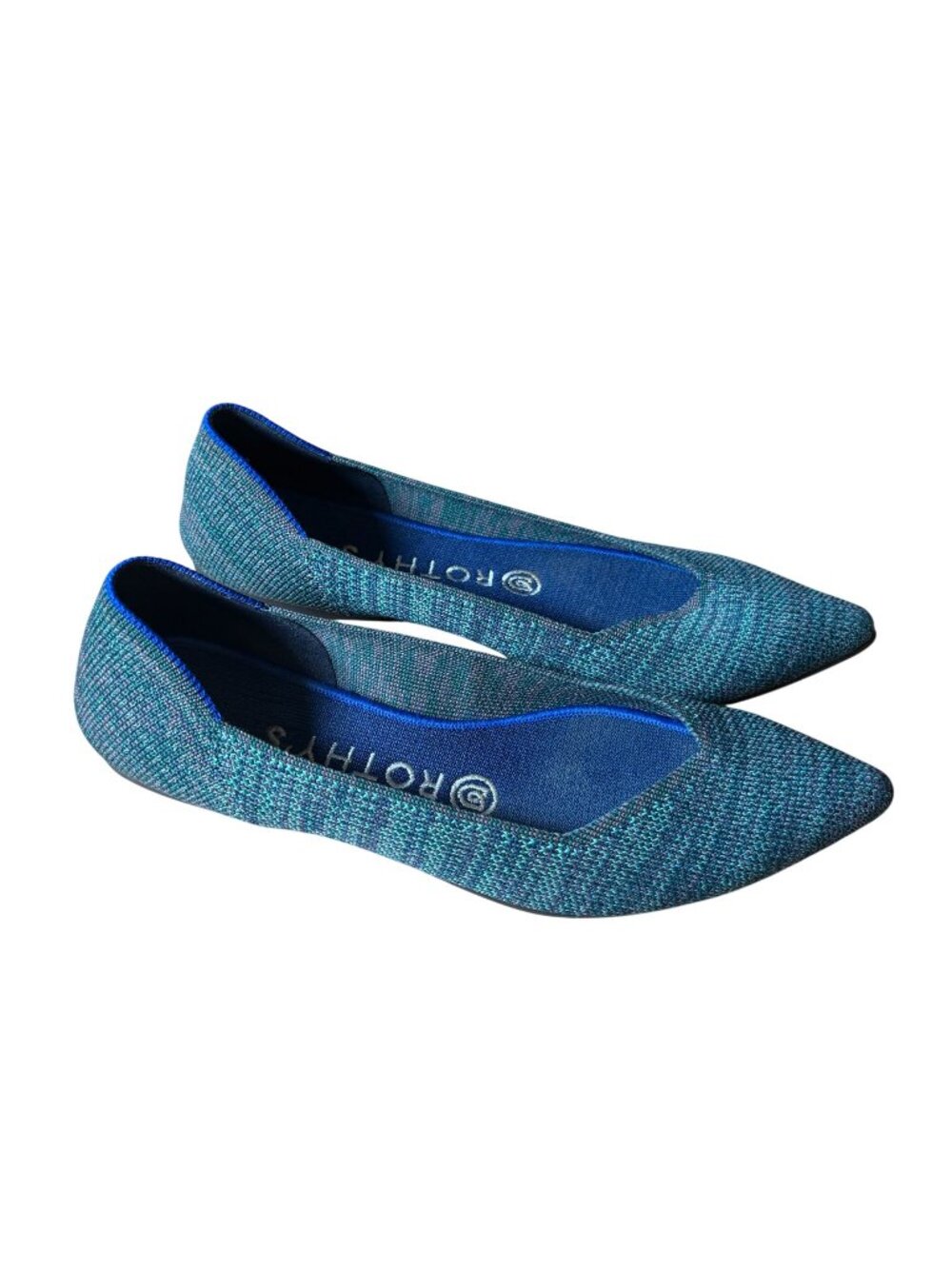 Rothy’s Retired The Point Slip-On Flats in Aqua Heather Women's Size 7 in EUC!